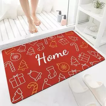 Мультяшный рождественский диатомовый грязевой коврик для ванной комнаты, впитывающий коврик для ног, бытовой коврик для входа в туалет, нескользящий коврик для туалета 40x60cm 16x24inch