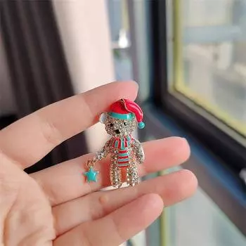 Мультяшный рождественский медведь Брошь, Булавка для корсажа, Изысканная одежда Анти-свет Аксессуары