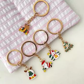 Мультяшный рождественский металлический брелок милый креативный Санта-Клаус снеговик рождественская елка лось брелок кулон детские рождественские подарки