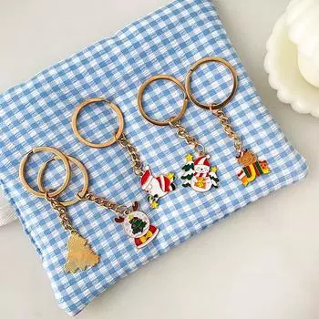 Мультяшный рождественский металлический брелок милый креативный Санта-Клаус снеговик рождественская елка лось кулон детские рождественские подарки A3