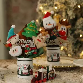 Мультяшный Рождественский плюшевый медведь Букет Рождественская елка Снеговик Медведь Рождественские украшения Санта Клаус Лось Олень