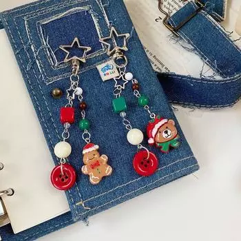 Мультяшный рождественский пряничный человечек, маленький медведь, брелок, кулон, креативная цепочка для мобильного телефона, изысканный рюкзак, украшение, подарки