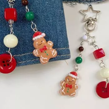 Мультяшный рождественский пряничный человечек, маленький медведь, брелок, кулон, креативная цепочка для мобильного телефона, изысканный рюкзак, украшение, подарки A3