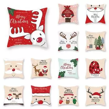Мультяшный рождественский стиль, милый Санта-Лось, принт с рисунком, наволочка для дома, гостиной, украшение для дивана, квадратная подушка, наволочка 40X40CM