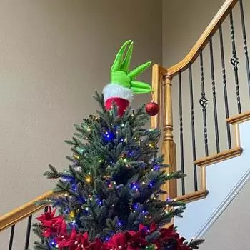 Мультяшный ручной орнамент, украшение на рождественскую елку, многоразовая праздничная верхушка на рождественскую елку, эльфийская рука с шаром, праздничные принадлежности для вечеринок зелёный