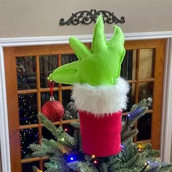 Мультяшный ручной орнамент, украшение на рождественскую елку, многоразовая праздничная верхушка на рождественскую елку, эльфийская рука с шаром, праздничные принадлежности для вечеринок зелёный