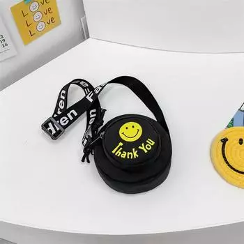 Мультяшный Рюкзак с Принтом Смайлика Холщовая Сумка через Плечо для Девочек и Мальчиков
