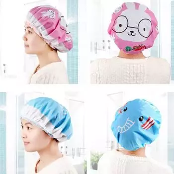 Мультяшный салон, милый, водонепроницаемый, детский, мультяшный, шапочка для волос, принт для животных, для купания, детский, купальный салон, водонепроницаемая шапочка для душа, домашняя жизнь, принт для животных жёлтый