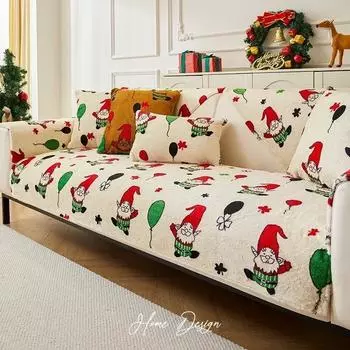 Мультяшный Санта-Клаус, диванное полотенце, анти-кошачья царапина, подушка для дивана, плюшевый высококачественный чехол для рождественского дивана для рождественского подарка A 70x70
