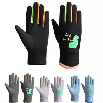 Мультяшный серебристый динозавр детские плюшевые теплые перчатки зимние ветрозащитные перчатки для спорта на открытом воздухе велосипедные перчатки для мальчиков и девочек студенческие варежки S