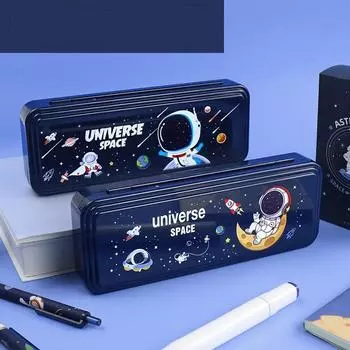 Мультяшный школьный канцелярский ящик с паролем, пластиковый водонепроницаемый чехол, пенал с узором астронавта