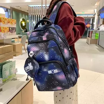 Мультяшный школьный женский рюкзак большой емкости, студенческий рюкзак розовый