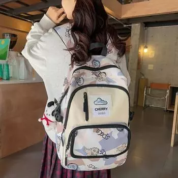 Мультяшный школьный женский рюкзак, школьный рюкзак большой емкости синий