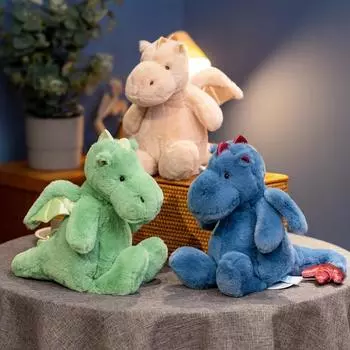 Мультяшный сидящий летающий дракон плюшевый зеленый снежный динозавр птерозавр плюшевая игрушка мягкая кукла животное детский подарок 30cm белый