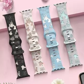 Мультяшный силиконовый ремешок-петля для Apple Watch 40 мм, 41 мм, 42 мм, 44 мм, 45 мм, 49 мм, мягкий ремешок Iwatch Series 6, 5, 4, 3 Se 7, 8, 9 Ultra2 Correa