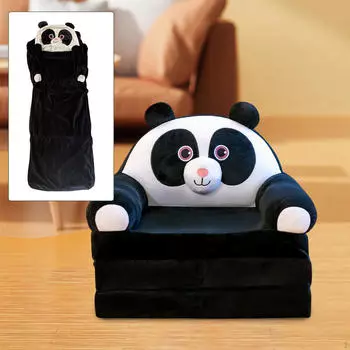Мультяшный складной детский чехол для дивана с откидной крышкой и открытым диваном-кроватью чёрный