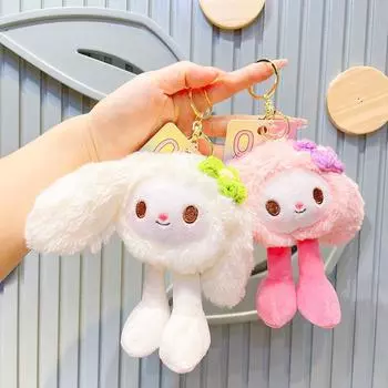 Мультяшный сладкий кролик, плюшевая игрушка, кукла, милый чучело, брелок с кроликом-эльфом, милый брелок, подвеска, сумка, украшения, девчачье сердце, подарок для пары фиолетовый