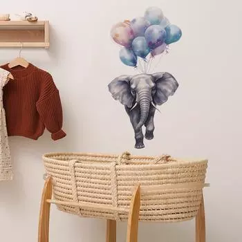 Мультяшный слон, воздушный шар, мечта, детская комната, детский сад, украшение на стену, самоклеящиеся наклейки на стену 30*60CM/fun-b6