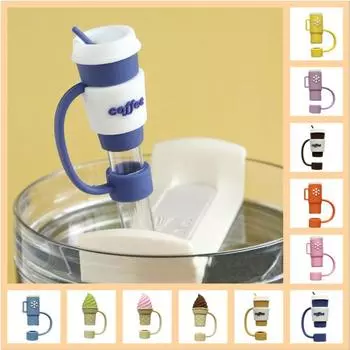 Мультяшный соломенный чехол, брызгозащищенный соломенный пылезащитный колпачок, аксессуары для чашек, соломенный топпер, украшение из соломы A коричневый