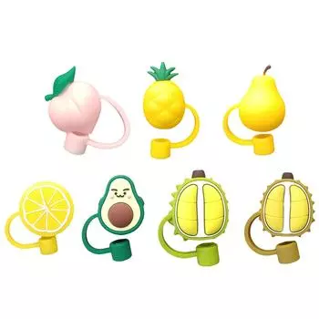 Мультяшный соломенный чехол моющиеся силиконовые соломенные заглушки для 6-8 мм принадлежностей для декора вечеринки Peach