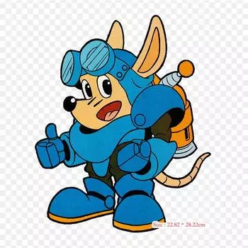 Мультяшный Sparkster, термопереносная печать, виниловые нашивки, наклейки для одежды, аппликации «сделай сам», моющиеся нашивки