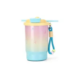 Мультяшный стакан с двойными стенками, термоизолированный, герметичный, для кофе, портативный, вакуумный, соломка, для кемпинга Style B