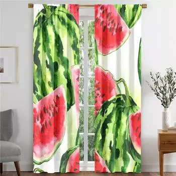 Мультяшный стиль Лето Фрукты Розовый Оранжевый Желтый Персиковый Клубника Шторы Спальня Гостиная Шторы Высокое затемнение Новый узор 2 шт. W55 X H120cm X 2&HOOK