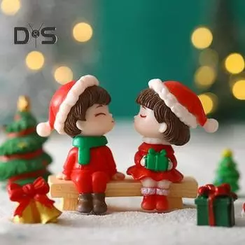 Мультяшный стул для пары, фигурки из смолы, миниатюрный сказочный садовый декор, настольные украшения, аксессуары для кукольного домика розовый