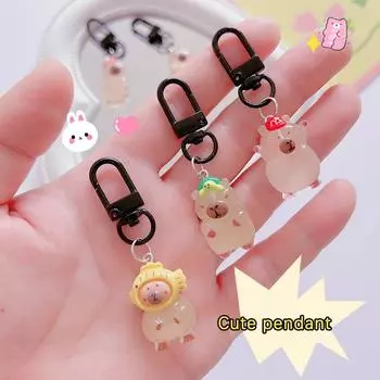 Мультяшный светящийся брелок в виде капибары, милый брелок в виде животного, креативный держатель для ключей, школьная сумка, подвеска, рюкзак, подвесное украшение as the picture