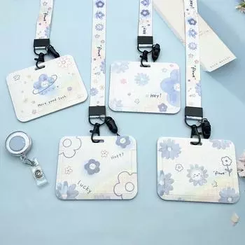 Мультяшный свежий цветок держатель карты студенческий автобусный футляр для карты доступа кредитная карта держатели для шнурков милые брелки A