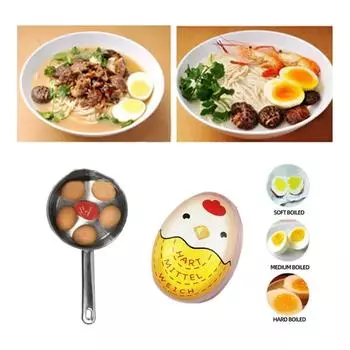 Мультяшный таймер для варки яиц с меняющимися цветовыми индикаторами Термометр для варки яиц всмятку и вкрутую Кухонный гаджет, сообщающий о готовности яиц T1