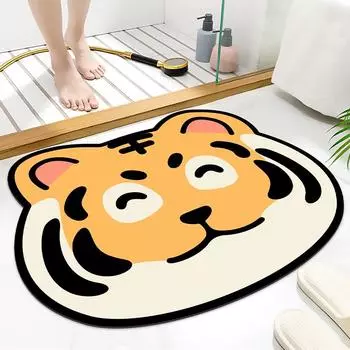 Мультяшный тигровый год диатомовая грязь мягкий напольный коврик для ванной комнаты впитывающий дверной коврик бытовой нескользящий коврик для ног ковер для входа 45x53cm