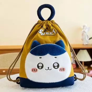 Мультяшный трендовый рюкзак для девочек, милый универсальный студенческий рюкзак, детский плюшевый мешок-узелок для хранения About 40cm