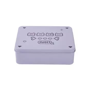 Мультяшный узор с крышкой Жестяная коробка для хранения визиток Маленькая прямоугольная коробка для заколок, монет, украшений