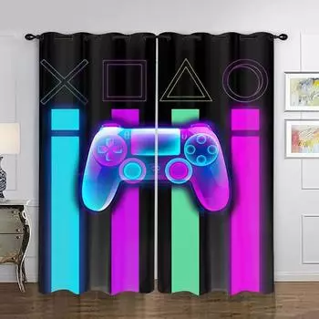 Мультяшный видеоигровой игрок 3D шторы для детей, спальни, гостиной, домашнего декора, аниме, мальчиков, девочек, подарок на День детей, популярный 1x50W60H(CM)&Hook