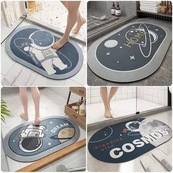 Мультяшный воздухопоглощающий мягкий коврик для туалета, впитывающий коврик для туалетной двери, нескользящий быстросохнущий коврик для ванной комнаты 40CM*60CM