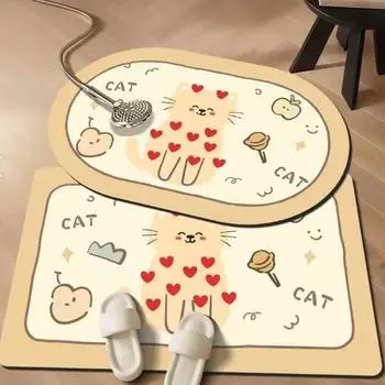 Мультяшный впитывающий коврик для ванной комнаты, быстросохнущий коврик для двери, диатомовый грязевой туалет, устойчивый к грязи, нескользящий и простой в уходе коврик 40 * 60 (2.5mm) Oval