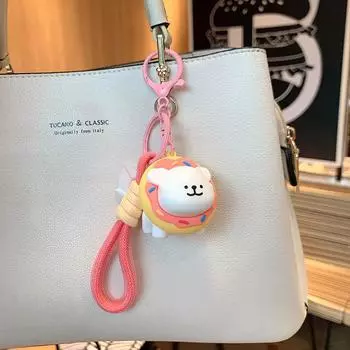 Мультяшный забавный брелок с изображением фруктового капюшона, милый арбуз, банан, вишня, 3D-рюкзак для собак, автомобильные украшения, аксессуары