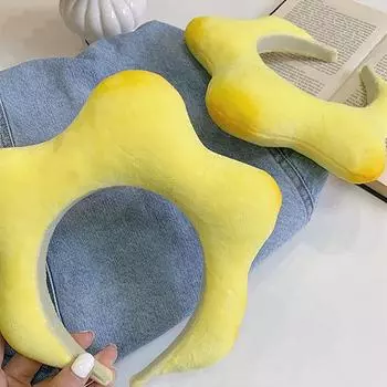 Мультяшный забавный желтый плюшевый ободок для волос со звездами для женщин, повязка на голову для мытья лица, милый обруч для волос, девчачье сердце, аксессуары для волос, подарок