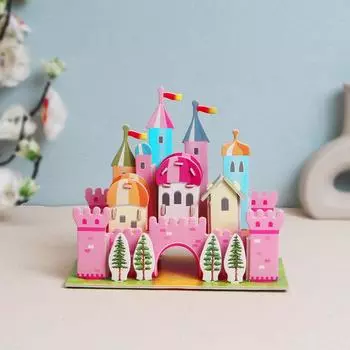 Мультяшный Замок Модель Здания Бумажный Картон 3D Пазл для Детей Ручная Работа Сделай Сам Развивающие Игрушки Подарки