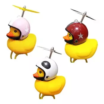 Мультяшный желтый утиный шлем с орнаментом из бамбукового шеста, летающая утка, домашний декор для стола, велосипед, мотоцикл, социальная утка, пропеллерная утка, кукла
