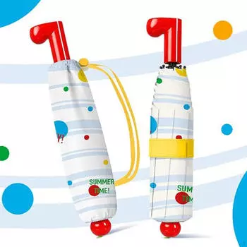 Мультяшный зонтик от солнца и дождя для взрослых и детей, персональный зонт для путешествий и пляжа Blue Colorful Dots