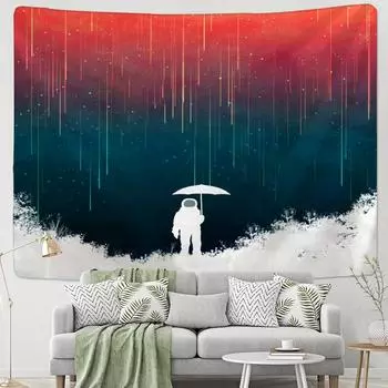 Мультяшный звездный небо астронавт гобелен настенный космический хиппи тапиз психоделический кавайи эстетика комната домашний декор 95x70CM
