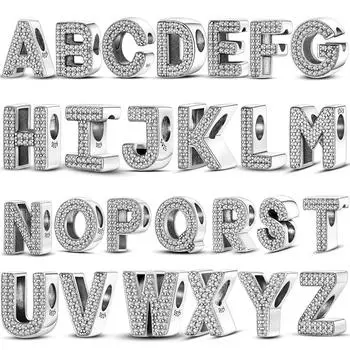 MULA S925 Стерлингового Серебра Имя 26 Букв Алфавита Любовь Подвески Бусины Подходит Оригинальные Подвески Браслет Ожерелье DIY Ювелирные Изделия