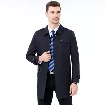 Mulberry Silk Windbreaker Men s Mid-length Autumn New Business Casual Top Middle-aged Dad s Handsome Men s Jacket 170