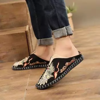 Mules Slides Flat Half Summer Male Slipper High Quality Fashion Men s Shoe Sale Cheap Shoes Korean Style Original Liquidation 39