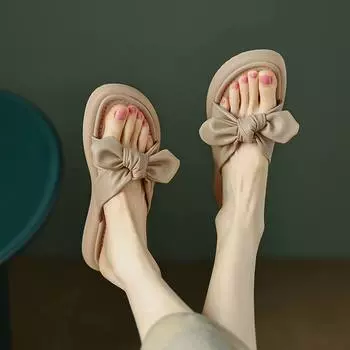 Мюли Krazing Pot из микрофибры с открытым носком на низком каблуке, летние шлепанцы на плоской платформе, женские тапочки для отдыха на открытом воздухе с узором «бабочка» 34 слоновая кость