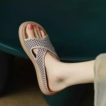 Мюли Krazing Pot с открытым носком на низком каблуке, летние шлепанцы на плоской платформе, женские тапочки для отдыха на открытом воздухе 34 абрикосовый