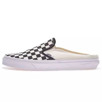 Мюли-слипоны Vans Classic в шахматную клетку — черные кроссовки унисекс, белые VN0004KTEO1