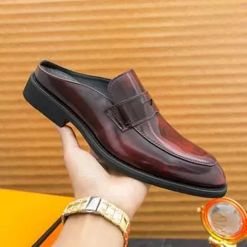Muller Shoes Men PU Low Health Solid Color Fashion Comfortable Airful Half Head Business Casual Men Shoes 38 чёрный